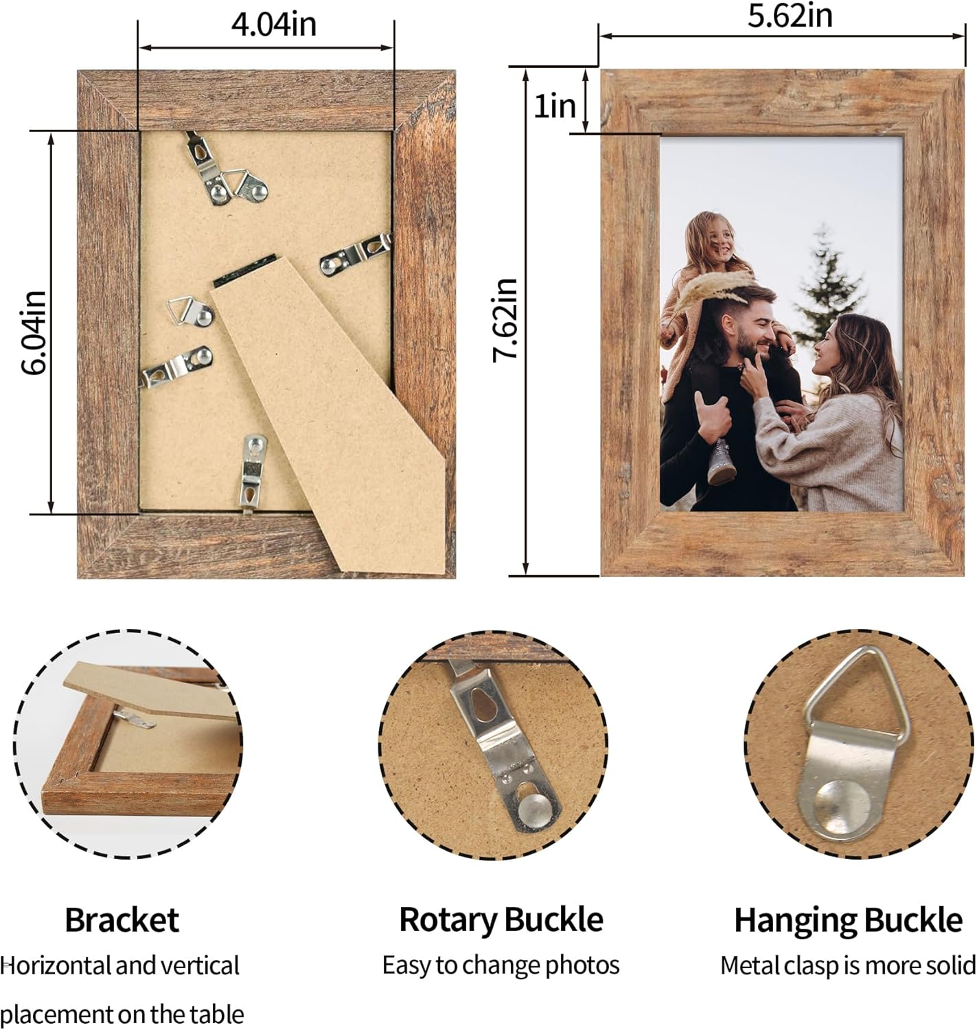 iRahmen 4x6 Picture Frame Set of 4 with High Definition Real Glass, Mixed Color Wood Photo Frames for Desktop Display and Wall Mounting