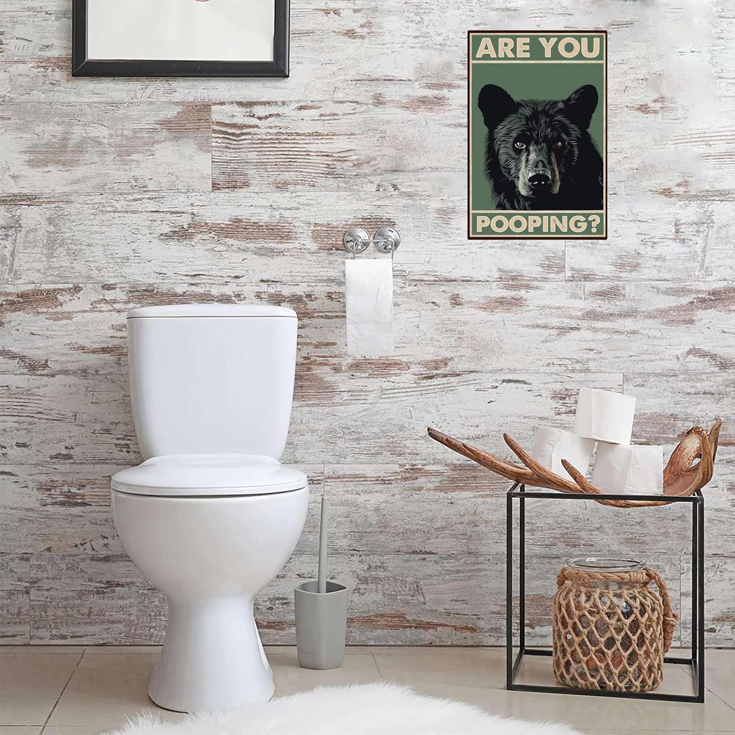 Metal Signs Are You Pooping Black Bear Vintage Tin Sign for Home Bathroom Apartment Wall Decor 12x8 Inch