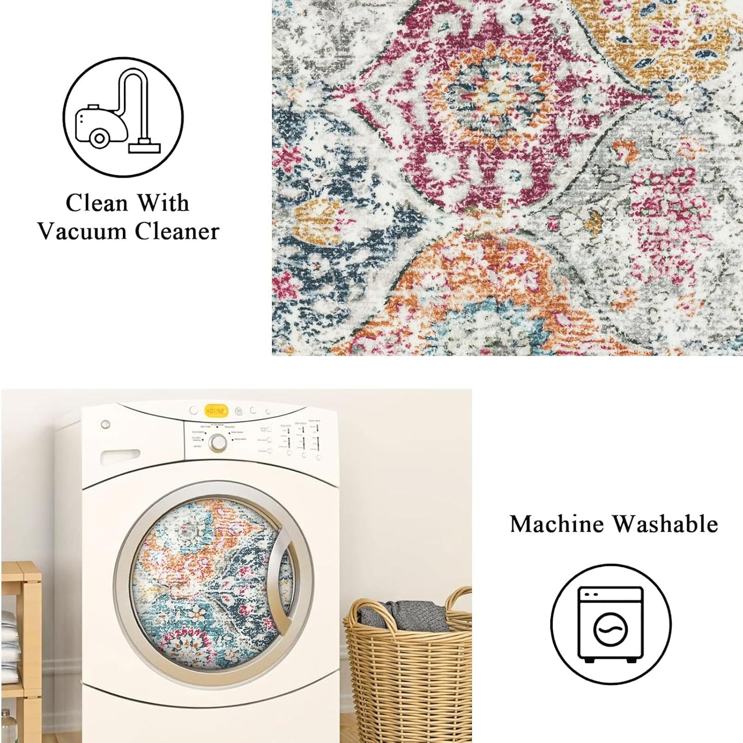 Lahome Moroccan Hallway Rug, 2'5''x8' Kitchen Runner Rugs Non Skid Washable Runners for Hallways, Ultra-Thin Oriental Carpet for Entryway Laundry Room Bedroom Bathroom, Aqua/Multi