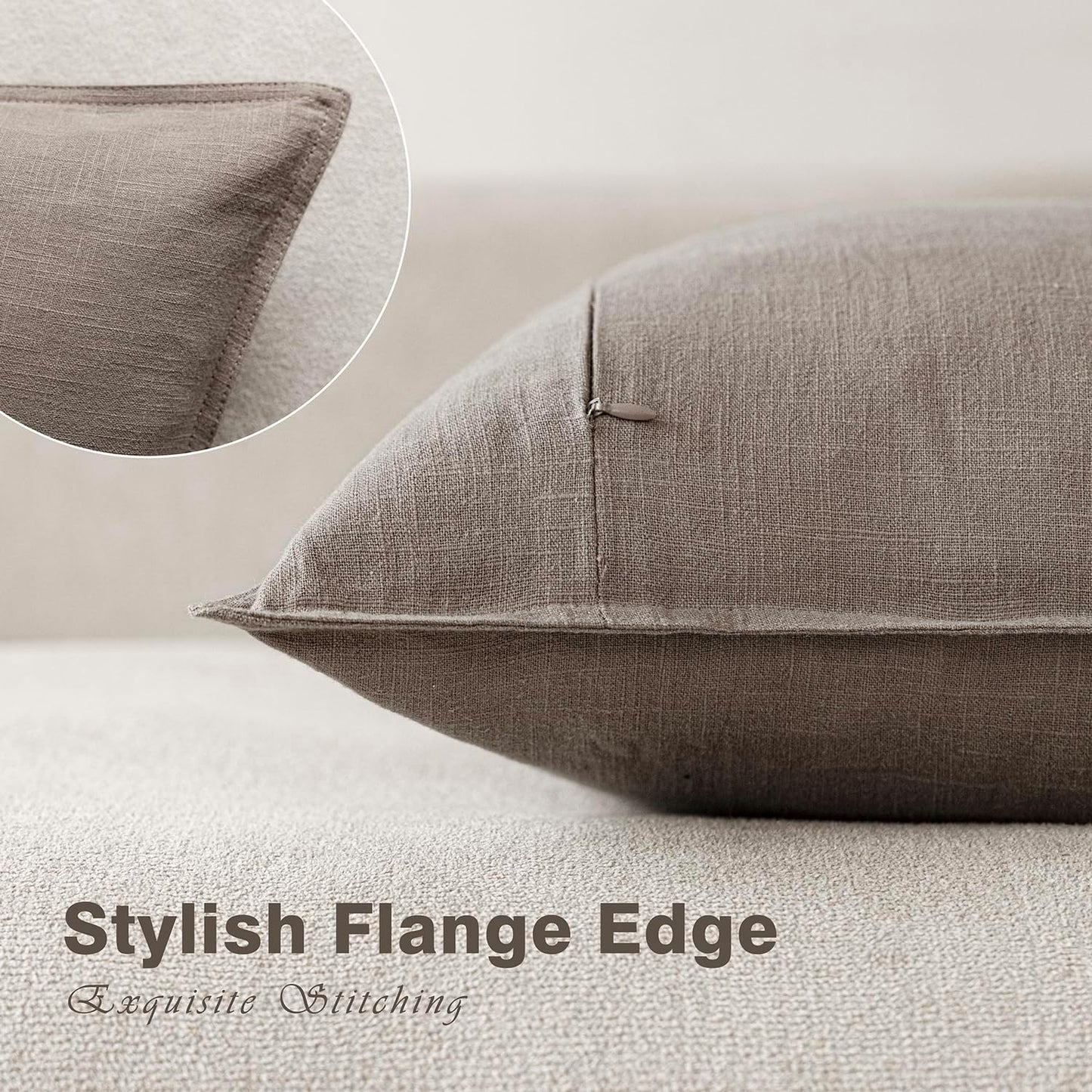 Foindtower Set of 2, Decorative Linen Soild Throw Pillow Covers Soft Accent Euro Cushion Case Farmhouse Neutral Pillowcase for Chair Couch Sofa Bedroom Living Room Home Decor 26 x 26 Inch Brown Tan