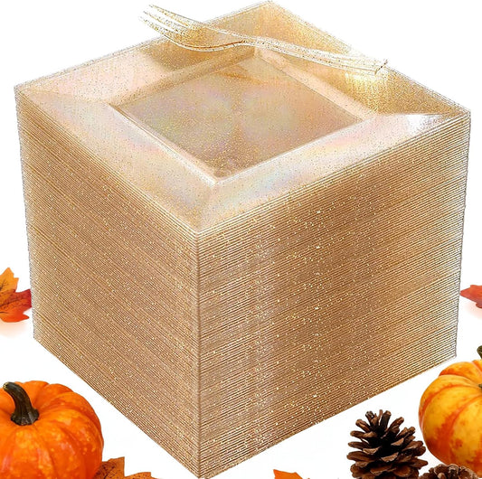 DaYammi 200Pcs Gold Dessert Plates Including 100Pcs Appetizer Plates 6",100Pcs Plastic Forks 5.7",Gold Glitter Plastic Square Plate for Party,Gold Salad Plate and Cake Forks for Wedding Birthday