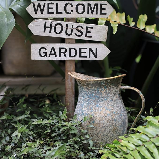 BIG FORTUNE Decorative Pitcher Vase Large Rustic Farmhouse Vase for Flowers Vintage Metal Milk Jug Vintage Decorative Pitcher Kitchen Decorations