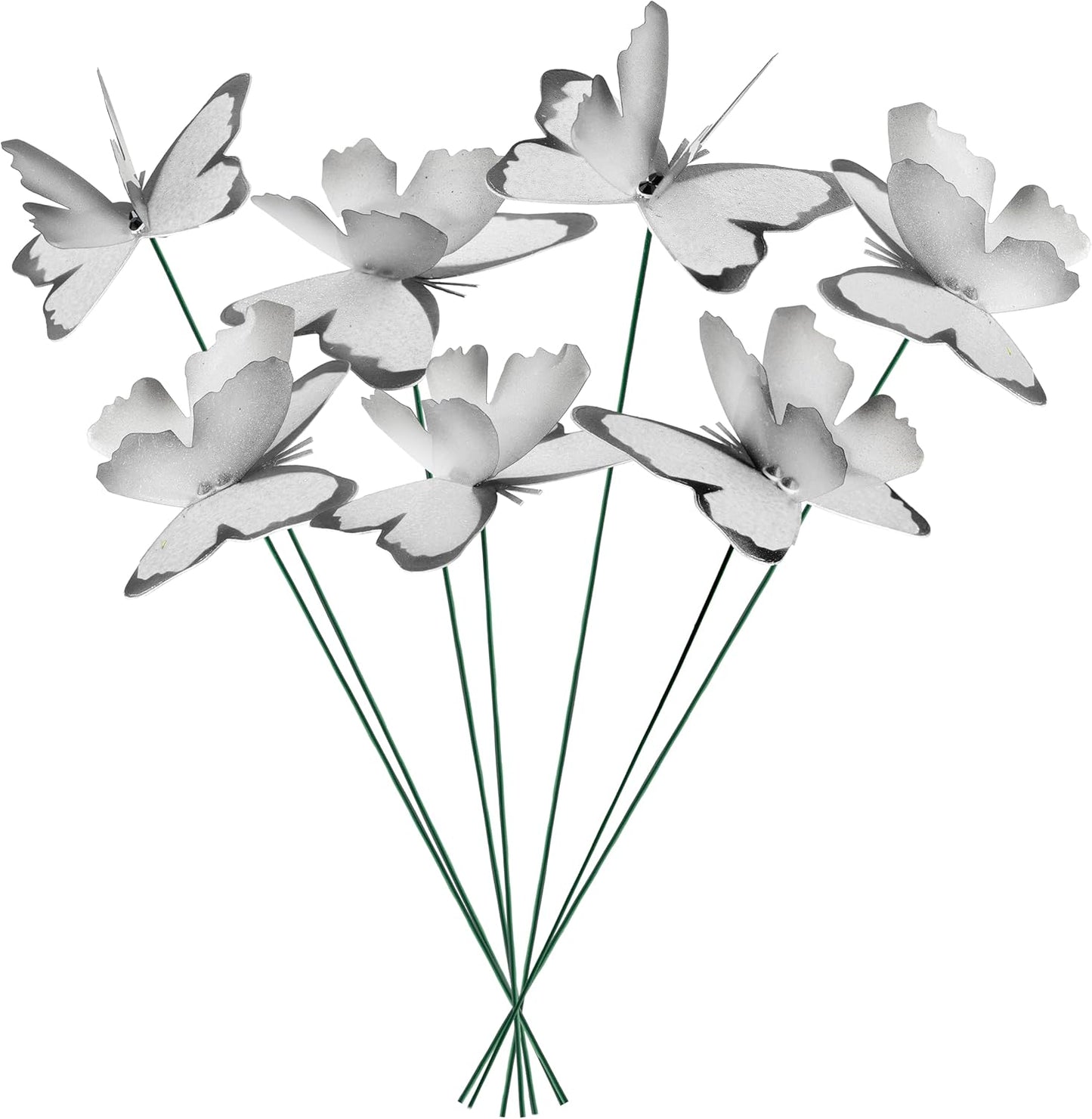 Handmade Butterfly Garden Stakes – Set of 7 White Decorative Butterflies Idea for Garden & Nature Lovers – Outdoor & Indoor Garden Decor – Air Aquarium Handmade by Kushner