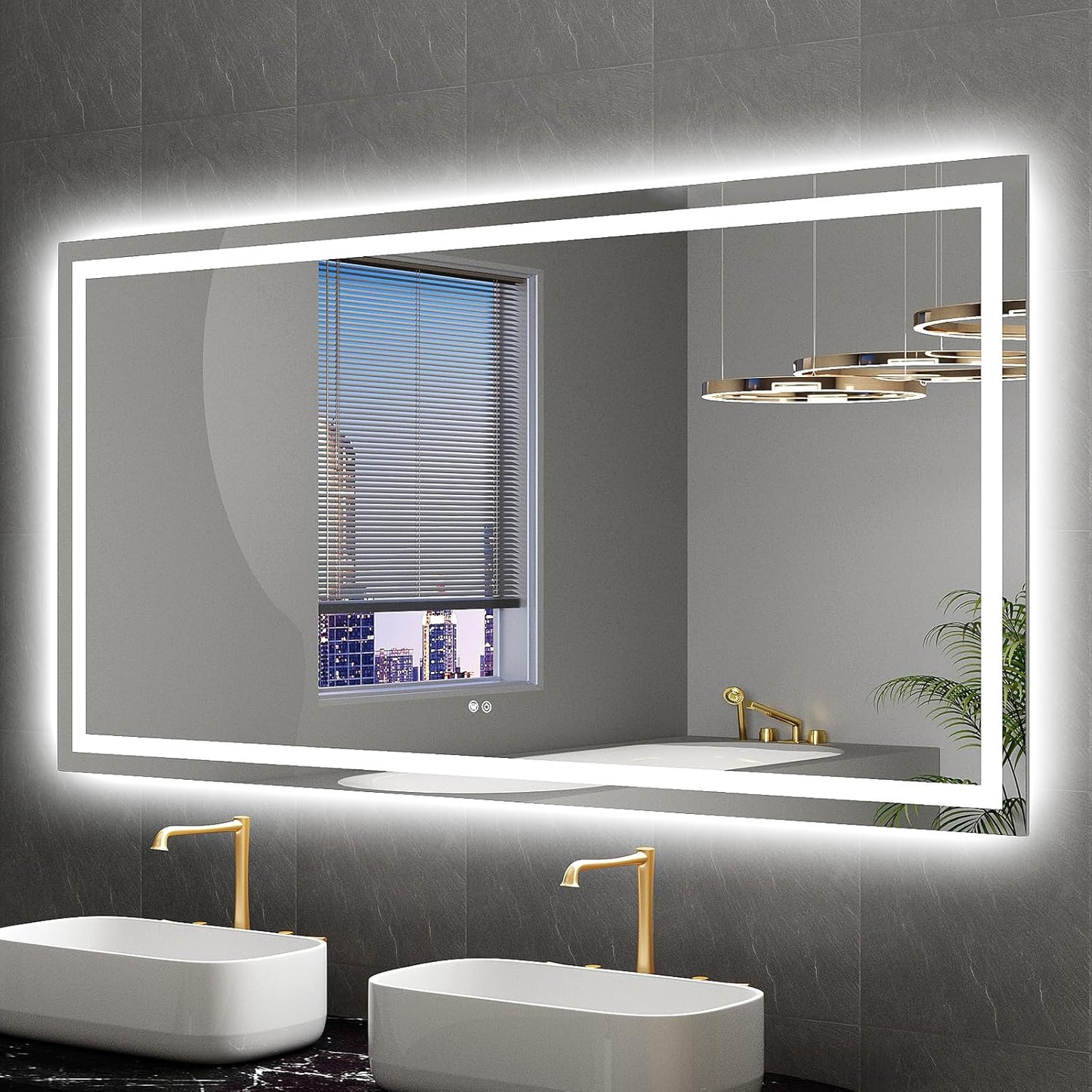 LED Mirror for Bathroom 72x36 Lighted Bathroom Vanity Mirrors with Lights, Brighter Frontlit and Backlit Anti-Fog Mirror, Tempered Glass, Dimmable 3 Colors Light Modes, Memory Function