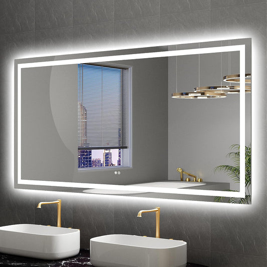 LED Mirror for Bathroom 72x36 Lighted Bathroom Vanity Mirrors with Lights, Brighter Frontlit and Backlit Anti-Fog Mirror, Tempered Glass, Dimmable 3 Colors Light Modes, Memory Function