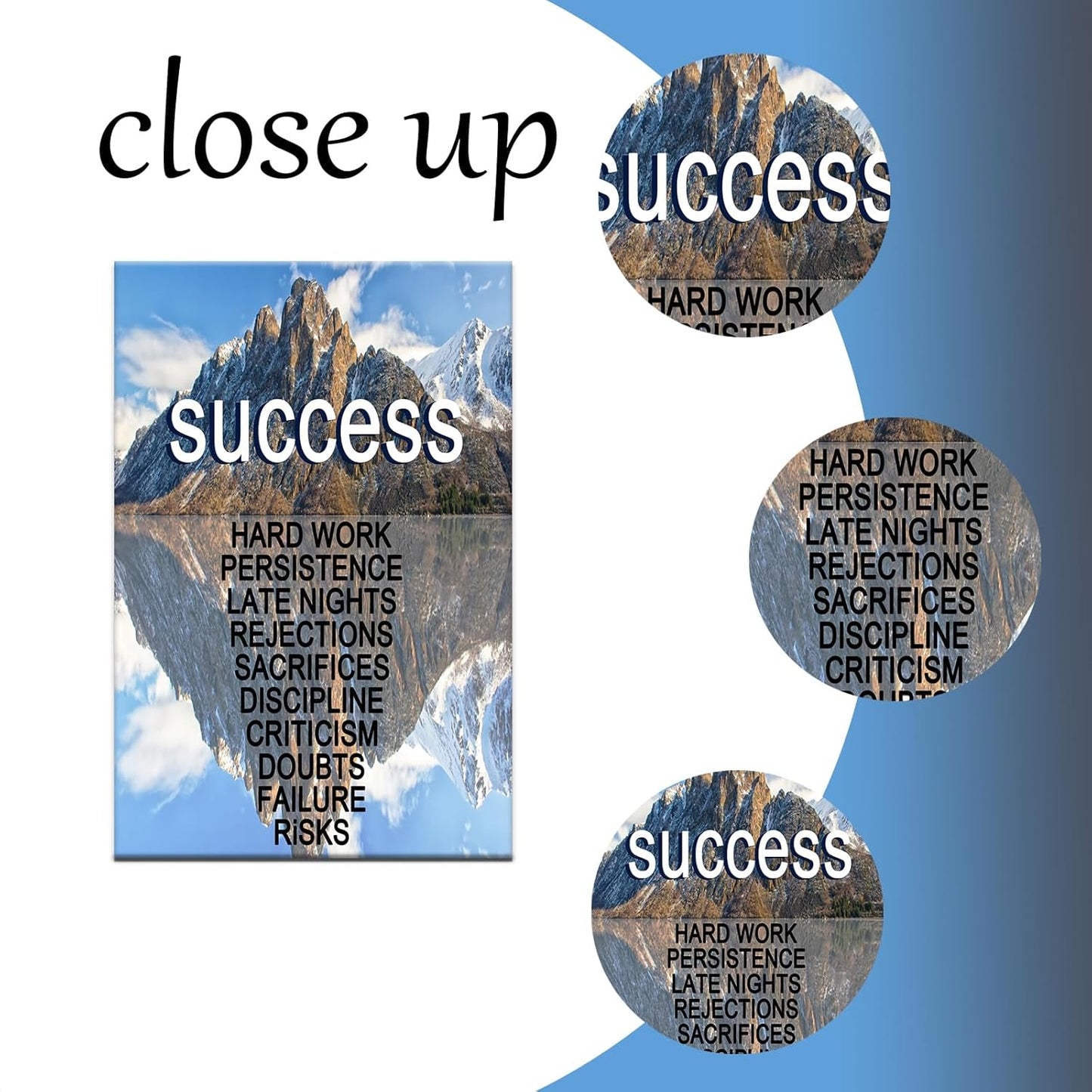 Inspirational Canvas Wall Art Success Motivational Quotes Poster Print Snow Mountain Background Picture Artwork for Modern Home Bedroom Gym Office Wall Decor Stretched and Framed [12''Wx18''H]