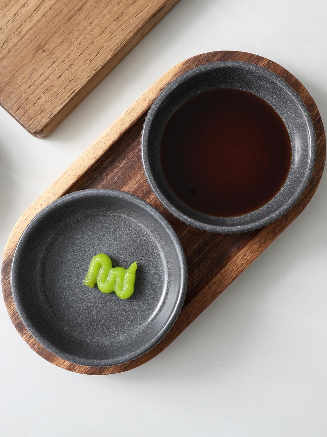 famiware Starlight Soy Sauce Dish Ceramic Dipping Bowls Set of 6, 3 oz Individual Dip Sauce Cups/Bowls/Dishes/Plates, Small Serving Bowl for Side Dishes, Dessert, Condiment, Matte Midnight Grey