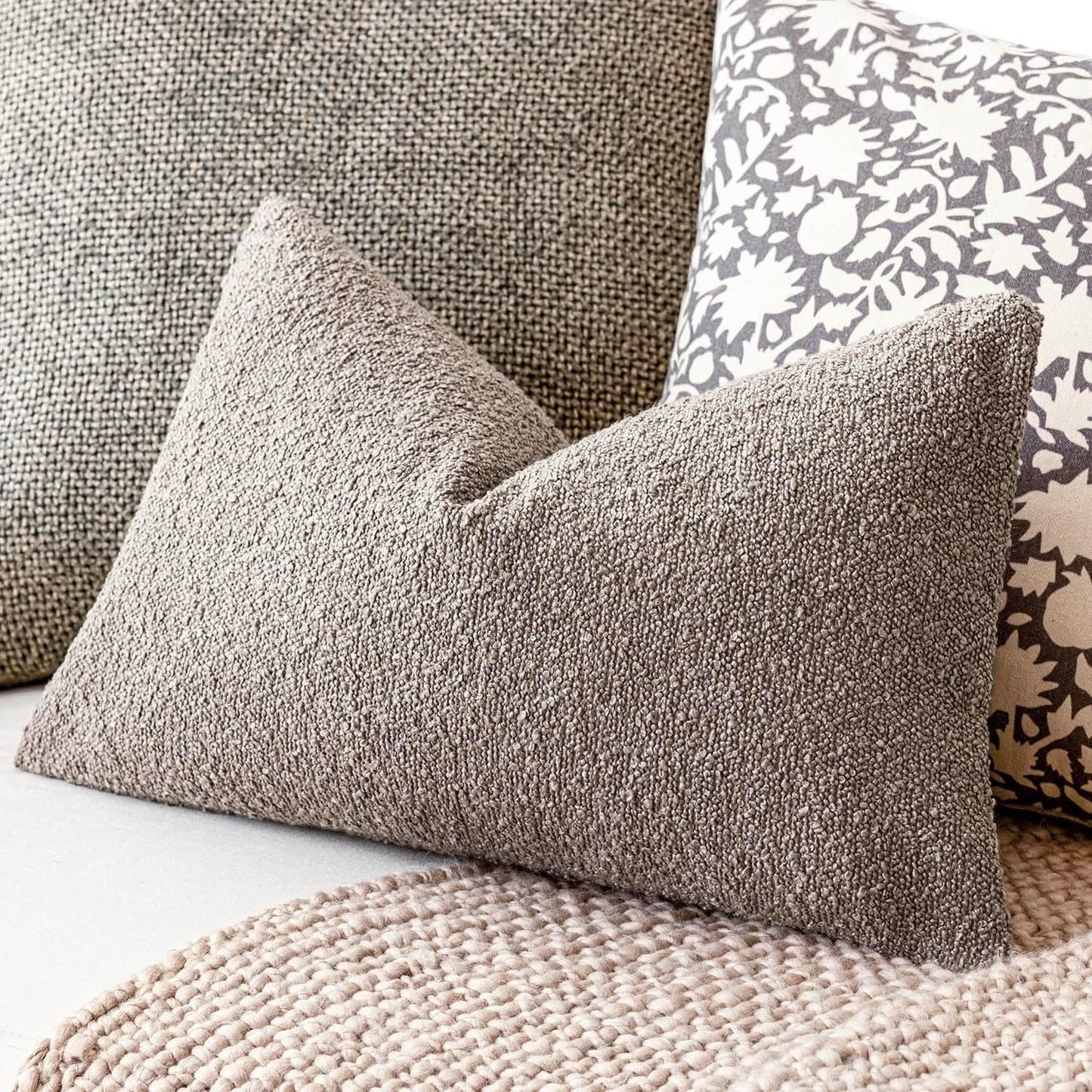 Foindtower Decorative Textured Boucle Throw Pillow Covers Accent Solid Lumbar Pillow Cases Neutral Soft Cozy Couch Cushion Case for Chair Sofa Bedroom Living Room Home Decor 12x20 Inch,1PC,Light Taupe