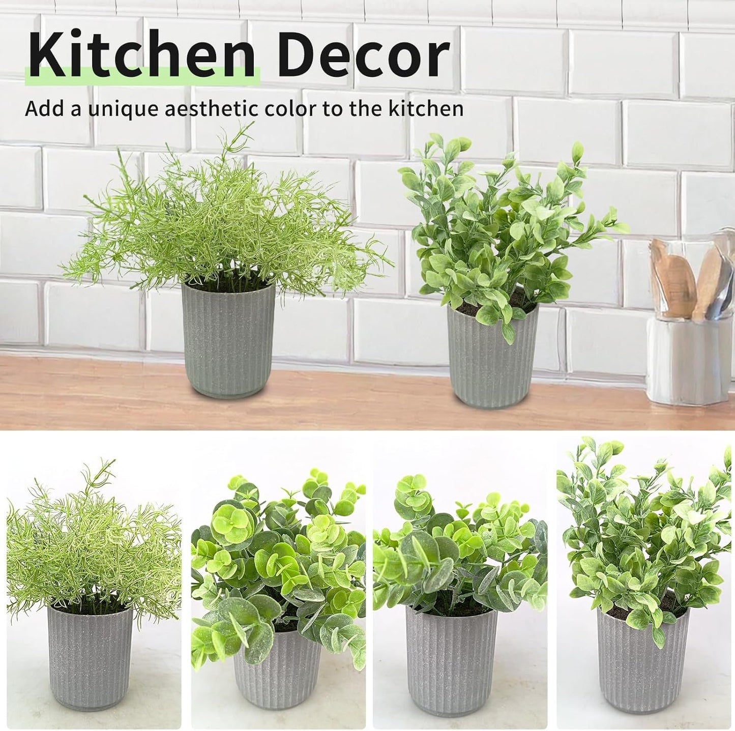 Cutepet 4 Pack Small Fake Plants Set, Mini Faux Plants Indoor/Outdoor Potted Plants， Artificial Greenery for Home Office Farmhouse Bathroom Table Decoration