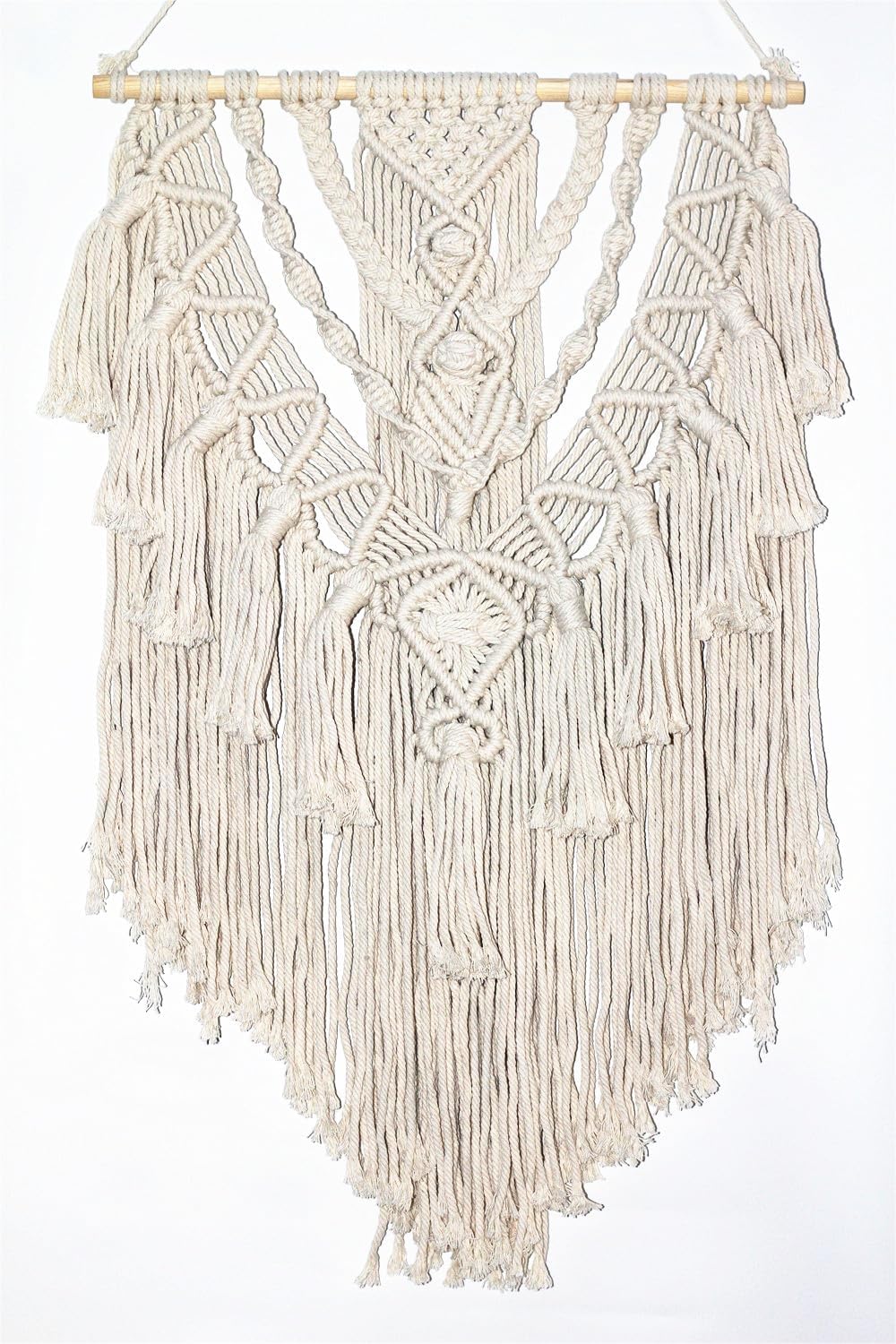 BMIDRUT Macrame Woven Wall Hanging Tapestry Boho Wall Art Handmade Macrame Tapestry for Wedding Bedroom Living Room Background Wall 17x30 Inch