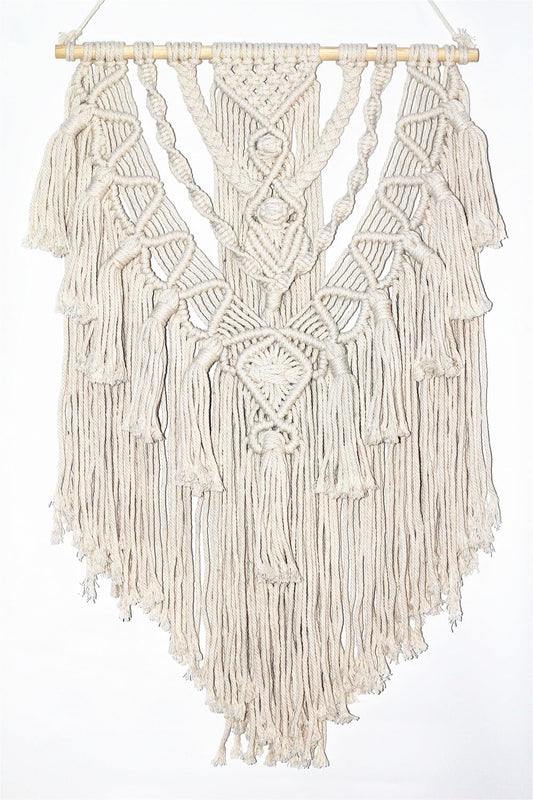 BMIDRUT Macrame Woven Wall Hanging Tapestry Boho Wall Art Handmade Macrame Tapestry for Wedding Bedroom Living Room Background Wall 17x30 Inch