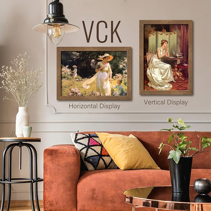 VCK 13x19 Poster Frame 3 Pack - Brown Walnut, Natural Grain Solid Wood Picture Frame, Wall Gallery Frame