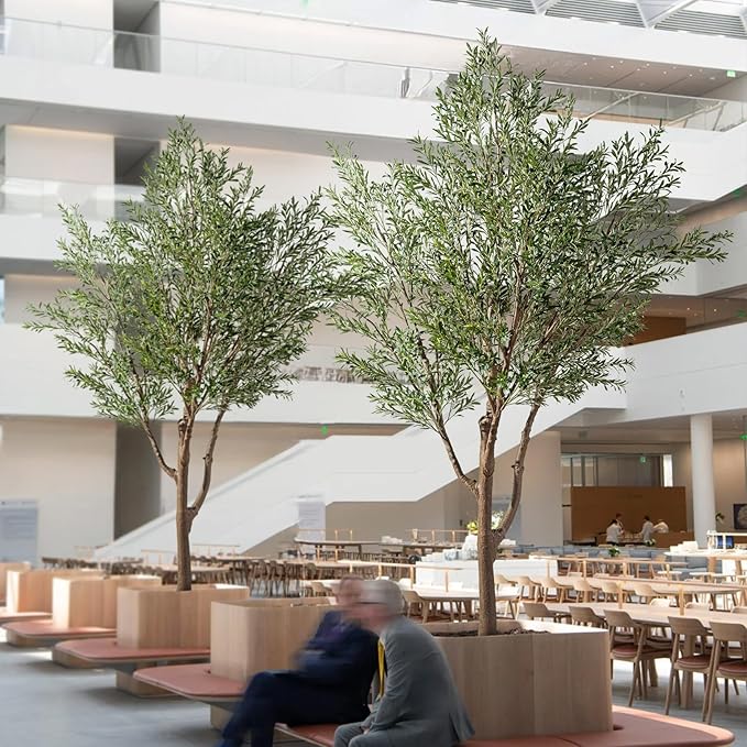 11.5FT Artificial Olive Tree Tall Faux Silk Plant Tall Faux Olive Tree with Natural Wood Trunk & Lifelike Fruits Fake Potted Tree or Home Office Decor