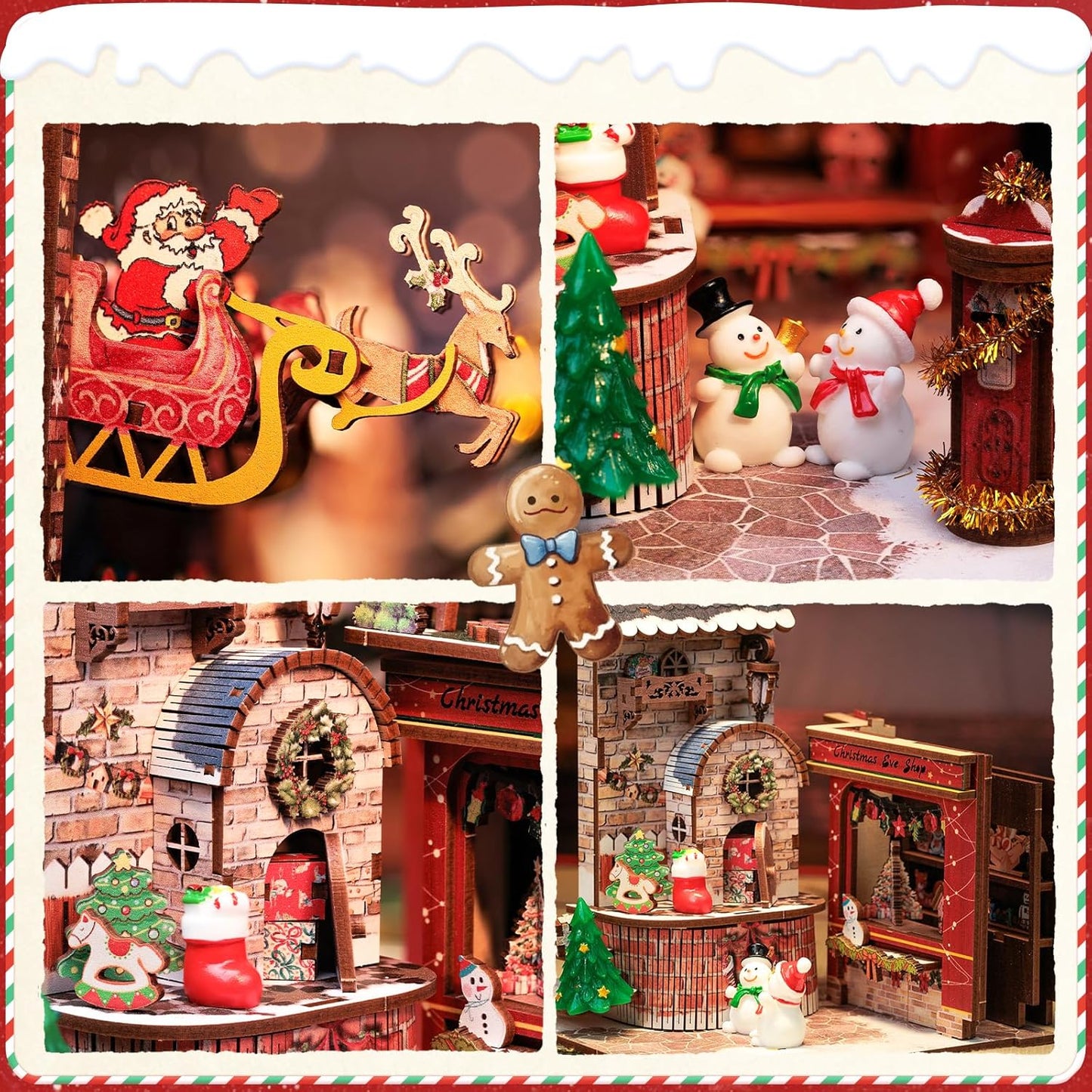 CUTEBEE Christmas Book Nook Kit - DIY Miniature House Dollhouse Kit for Adults, Teens, Booknook Tiny House Bookshelf Decor 3D Wooden Puzzle, Gifts for Family, Friends （Christmas Wish Store）