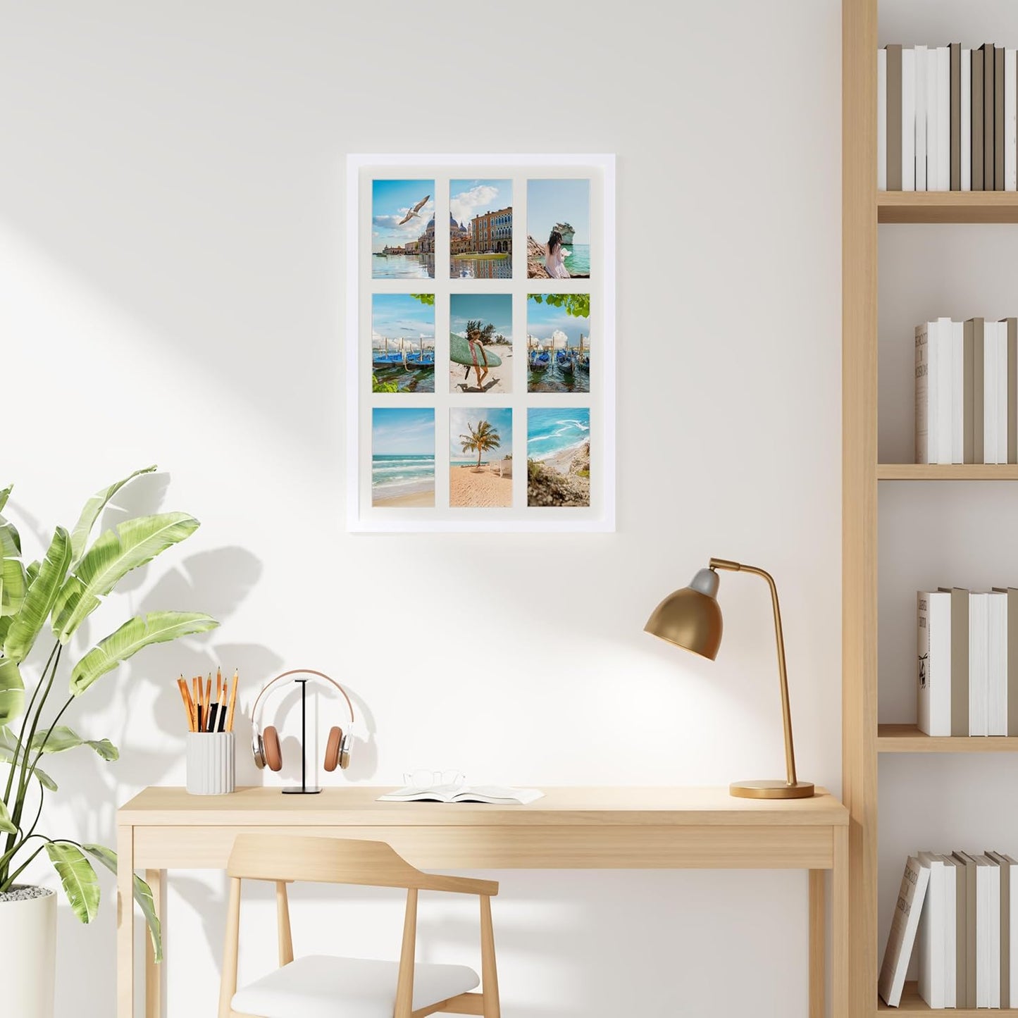 decorUhome 14x20 Picture Frames Collage Wall Decor, Display 9Pcs 4x6 Photos with Mat or 1Pcs 14x20 Unmatted, 9 4x6 Collage Picture Frames for Wall Mounting, White