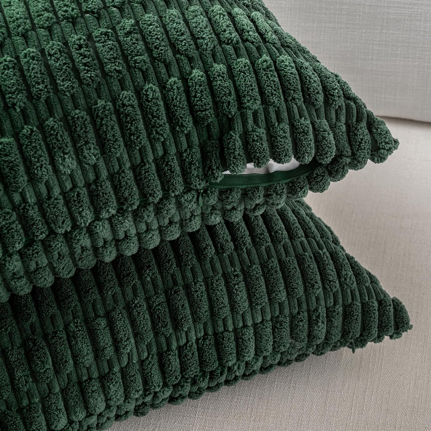 Fancy Homi 1 Pack Hunter Green Long Lumbar Body Decorative Throw Pillow Covers 14x36 Inch for Bed Couch Bedroom Bench, Soft Corduroy Rectangle Solid Forest Green Pillow Case 35x91 cm