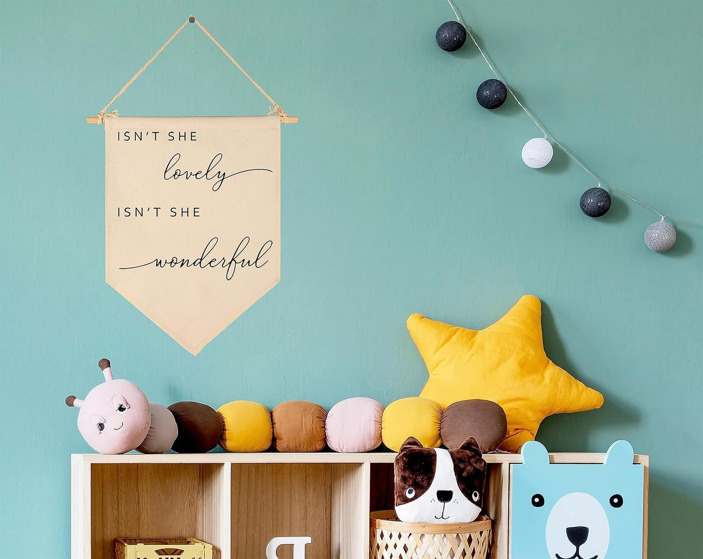 Isn't She Lovely-Flag Decor Gifts for Girls Baby Newborn -Banner Wall Sign Gifts for Nursery Baby Room Playroom Bedroom Front Door