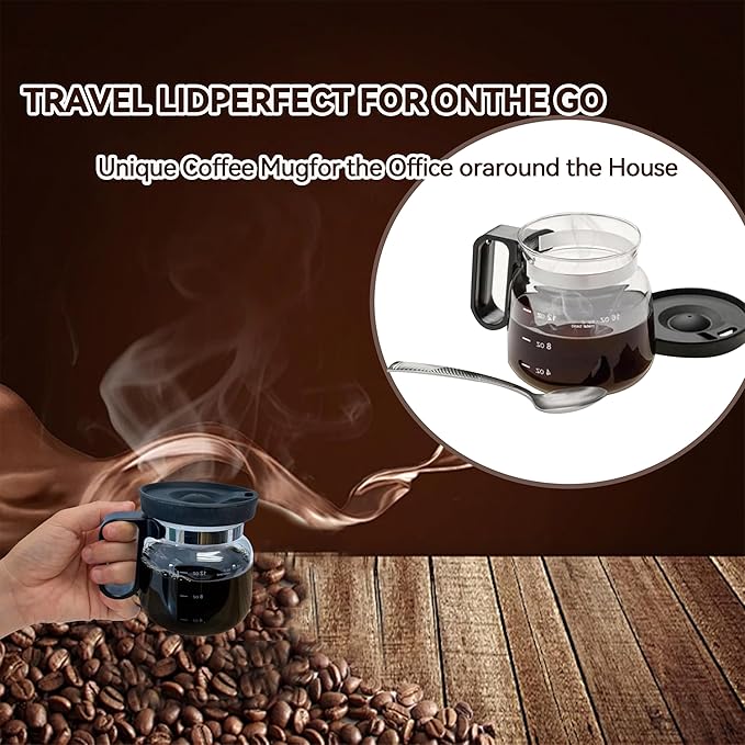 16 Oz Glass Coffee Mug in Coffee Pot Shape, Heatproof Large Capacity Cup,Mini Mocha Coffe𝐞 Pot Coffe𝐞 Mugs, Coffee Mug Looks like a Coffee Pot, CoffeePot Mugs, For Hot Teas, Hot Chocolate (1PCS)