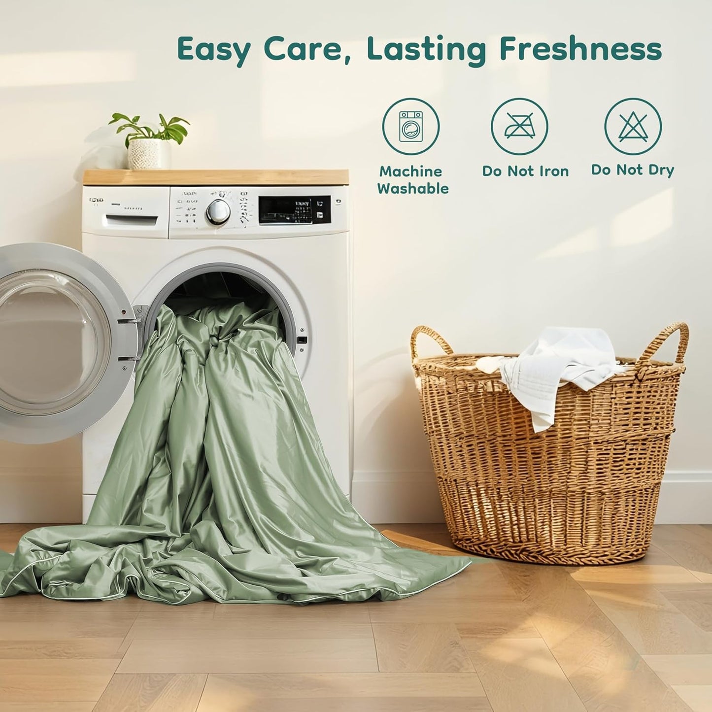 Cooling Comforter King Summer Blanket for Hot Sleepers, Silky-Soft & Cool Fiber, All-Season Comfort, Double-Sided Cold Blanket for Night Sweats, 90" x 108", Sage Green