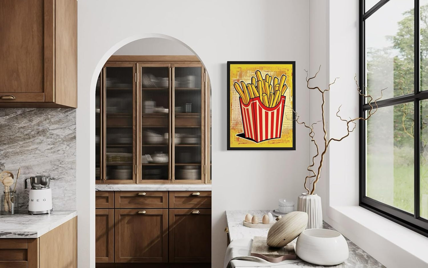 French Fries Pop Art Poster Print, Vintage Retro Wall Art Decor Paintings Classic Artwork for Bedroom Living Room Decorations. (French Fries, 24x36 inches (Unframed))