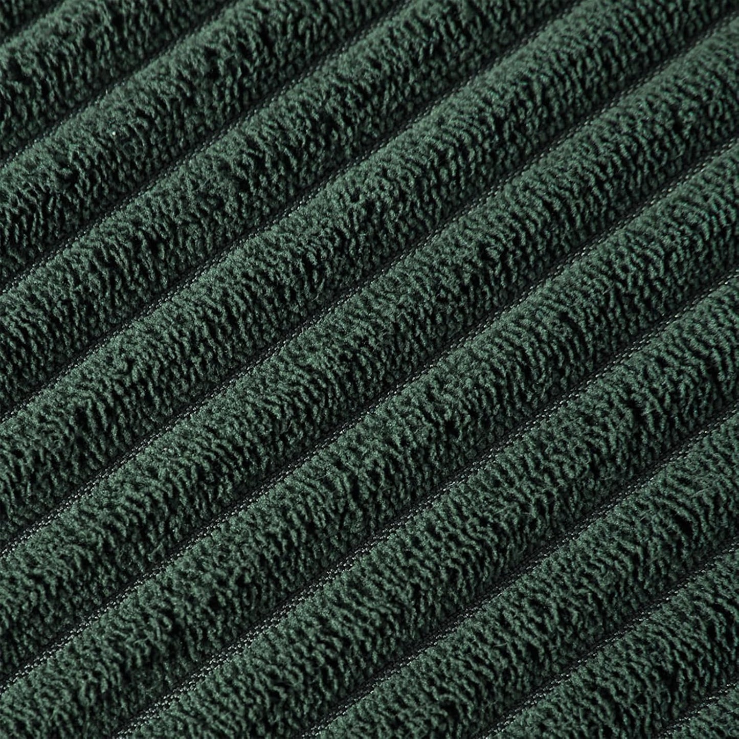 Fancy Homi Pack of 2 Dark Green Decorative Throw Pillow Covers 26x16 Inch with Pom-poms for Couch Bed Living Room, Soft Corduroy Solid Square Cushion Case 66x66 cm, Farmhouse Boho Home Decor