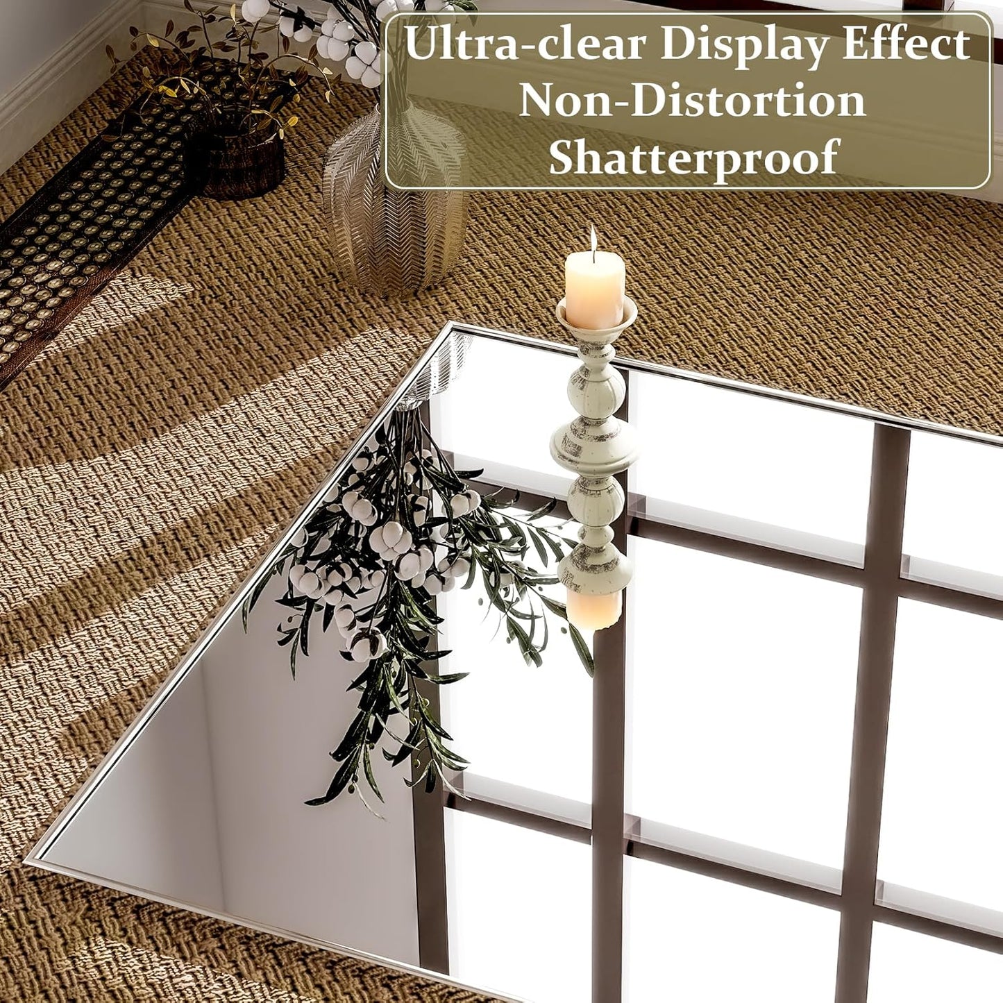 GLSLAND 71"x31" Full Length Mirror Extra Large Hanging or Leaning Rectangle Mirror Aluminum Alloy Thin Frame Bedroom Floor Dressing,Silver