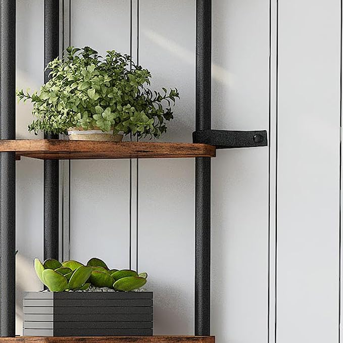 6 Tier Corner Shelf, 66.5'' Tall Standing Shelf, Narrow Display Shelf Stand, Modern Corner Bookshelf, Plant Stand, Corner Bookcase for Living Room, Bedroom, Bathroom, Rustic Brown LCS502R