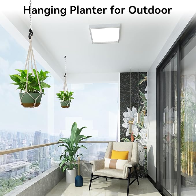 USLAI Macrame Plant Hanger Indoor Outdoor, Up to 4-15 inch Pot, Heavy 20lb Planters, Extra Long Strong Hanging Planter Basket, Boho Home Decor, 35 Inch, Ivory, Set of 2 (POTS NOT Included)