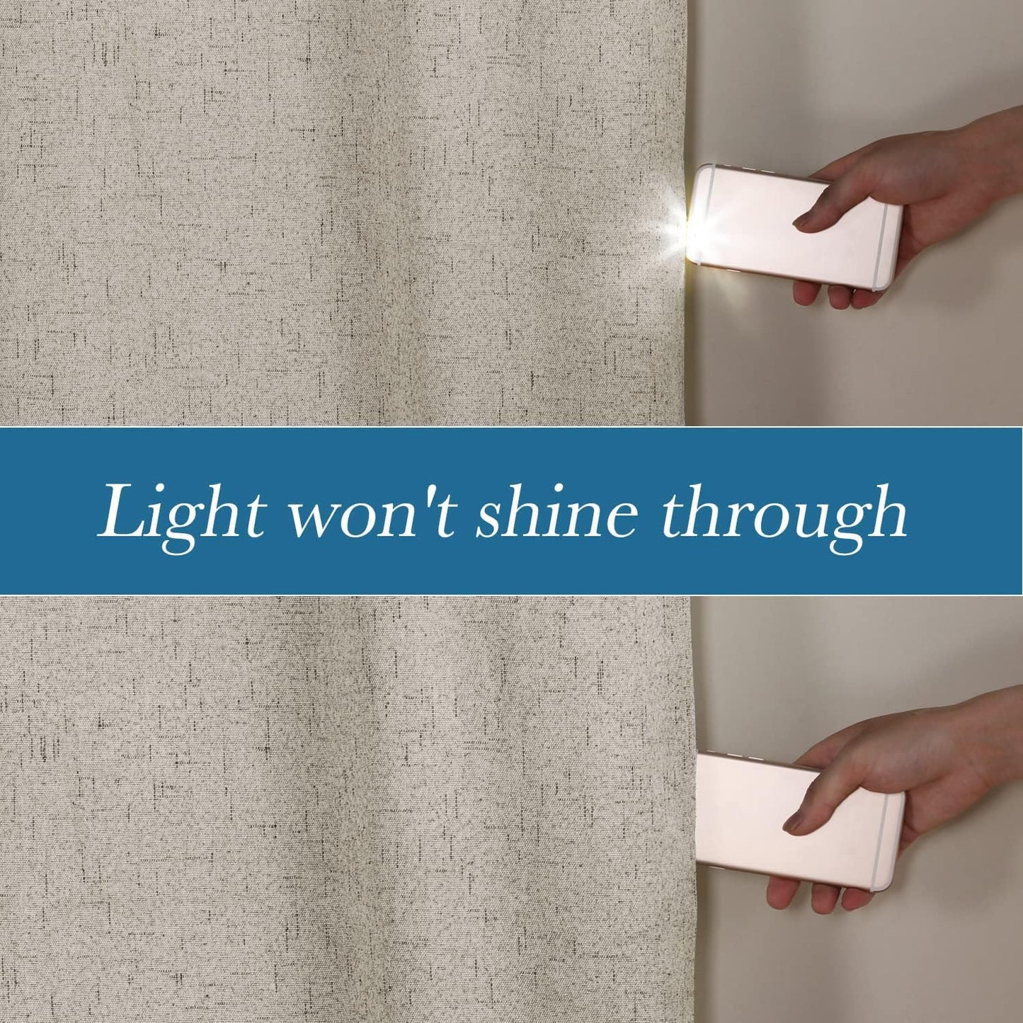 H.VERSAILTEX Linen Blackout Curtains Durable Thick Textured Linen Look 100% Blackout Patio Door Curtain Anti Rust Grommet Extra Wide Sliding Door Curtain Panel, W100 x L108 inch - Stone