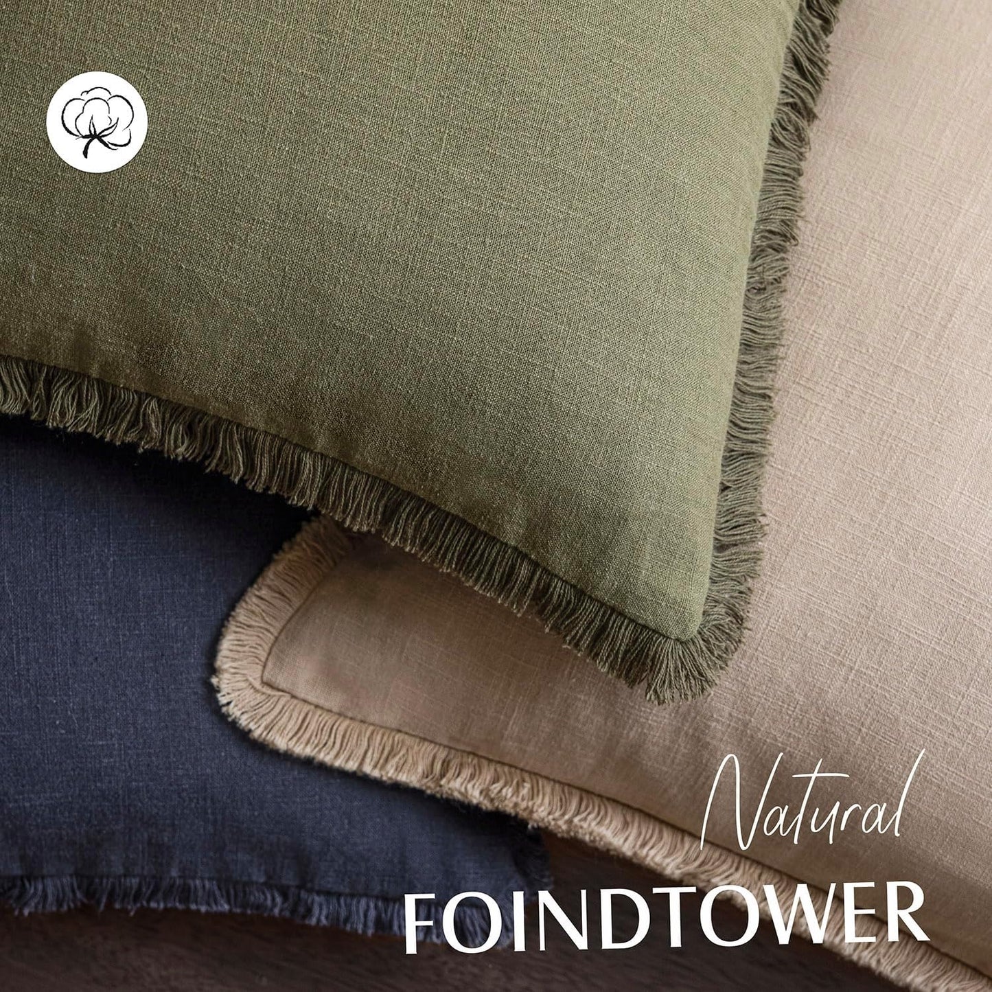 Foindtower Decorative Linen Fringe Lumbar Throw Pillow Covers Cozy Boho Farmhouse Cushion Cover with Tassel Soft Accent Pillowcase for Sofa Bed Living Room Home Decor, 12×20 Inch, 1PC,Tan Beige