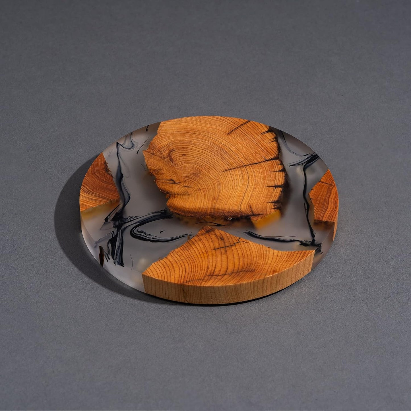 Drink Coaster Set, Wooden Absorbent Coasters, Epoxy Resin Coaster for Coffee Table, Tabletop Protection Decor, Set of 6 With Holder