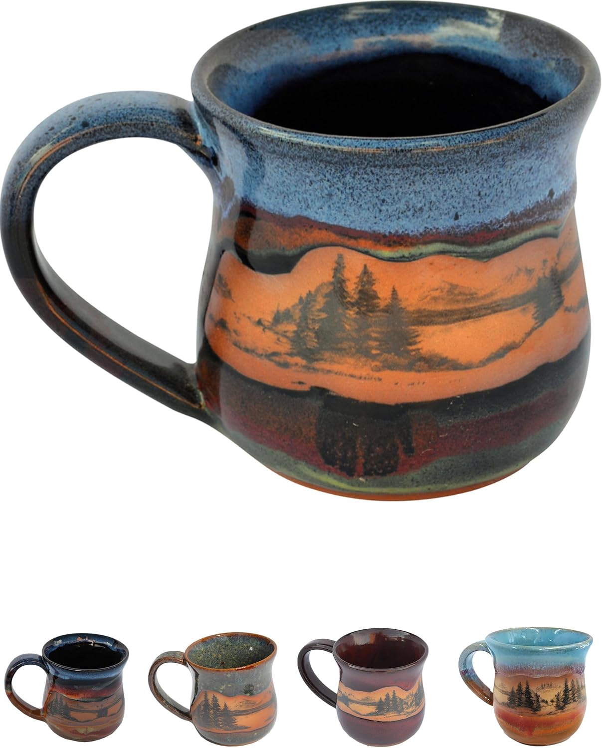 Handmade Ceramic Coffee Mug - Always Azul Mountain Scene 14oz Coffee Mug - Oven, Dishwasher, & Microwave Safe - Kitchen Essentials Made in Colorado, Mountainscape