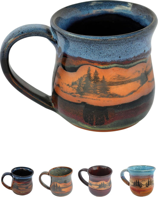 Handmade Ceramic Coffee Mug - Always Azul Mountain Scene 14oz Coffee Mug - Oven, Dishwasher, & Microwave Safe - Kitchen Essentials Made in Colorado, Mountainscape