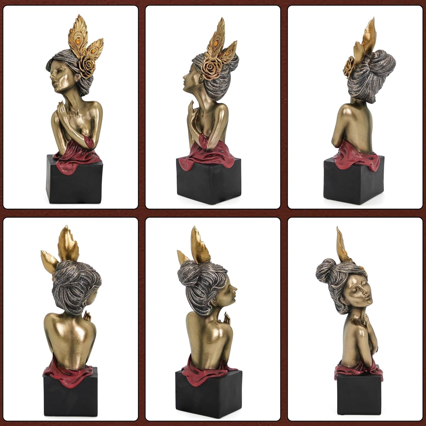 Leekung Modern Women Bust Statue for Home Deacorations,Gold Head Sculpture for Modern Aesthetic Decorations,Gold Home Decor Statues and Sculptures,Shelves Decor for Bathroom Office,Housewarming Gifts