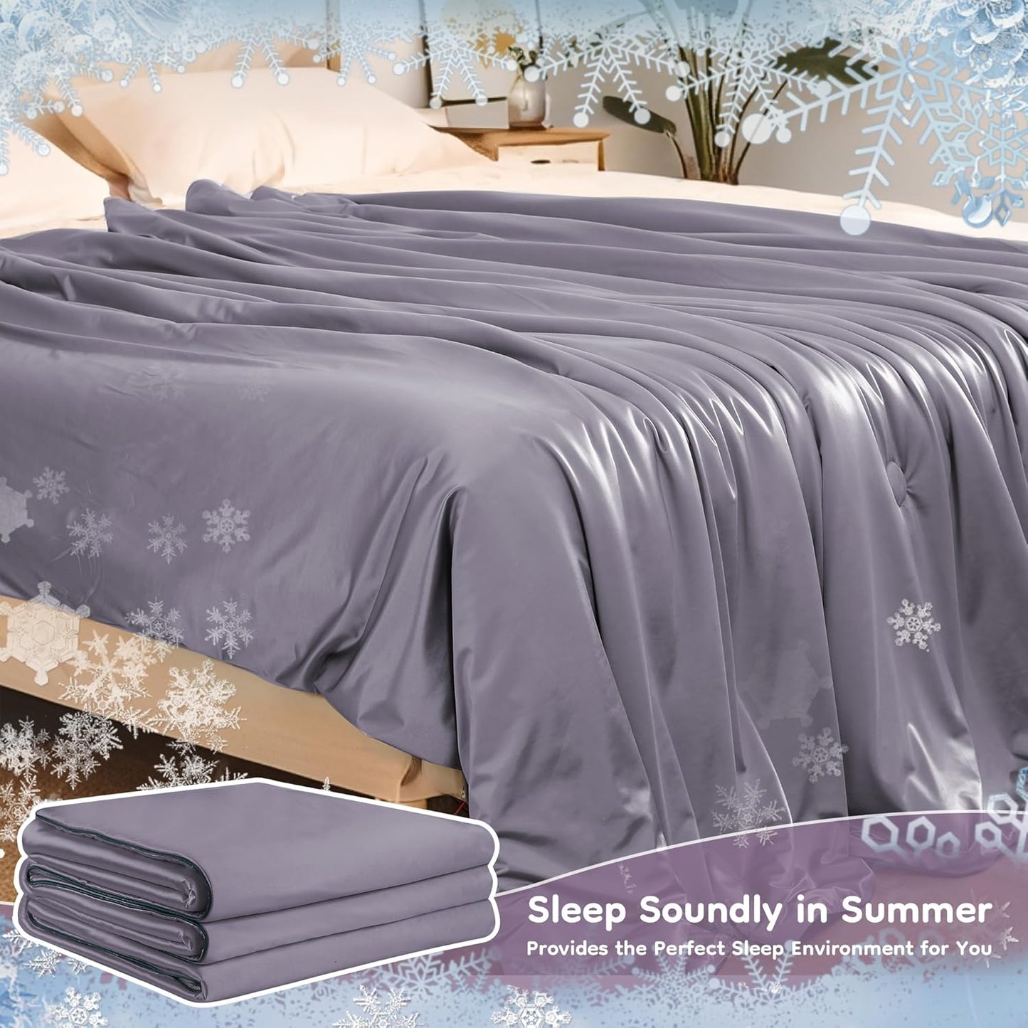 Cooling Blanket Twin Summer Comforter for Hot Sleepers, Silky-Soft & Cool Fiber, Double-Sided Cold Blanket for Night Sweats, Single Size All-Season Comfort, 60" x 80", Dusty Lavender