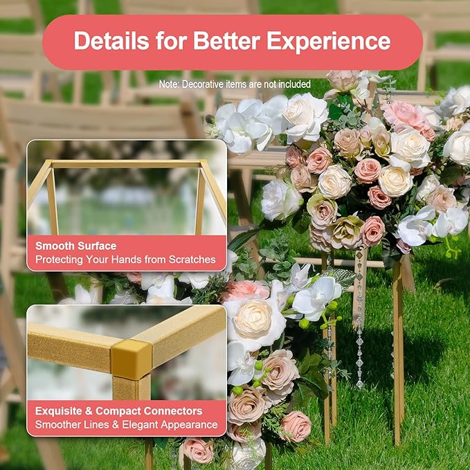 10 Pcs Metal Flower Stand for Wedding Centerpieces Stand Column Vases Wedding Flower Stand Rectangular Geometric Gold Centerpieces Stands for Wedding Decorations Home Party Event (10Pcs 23.62inch)