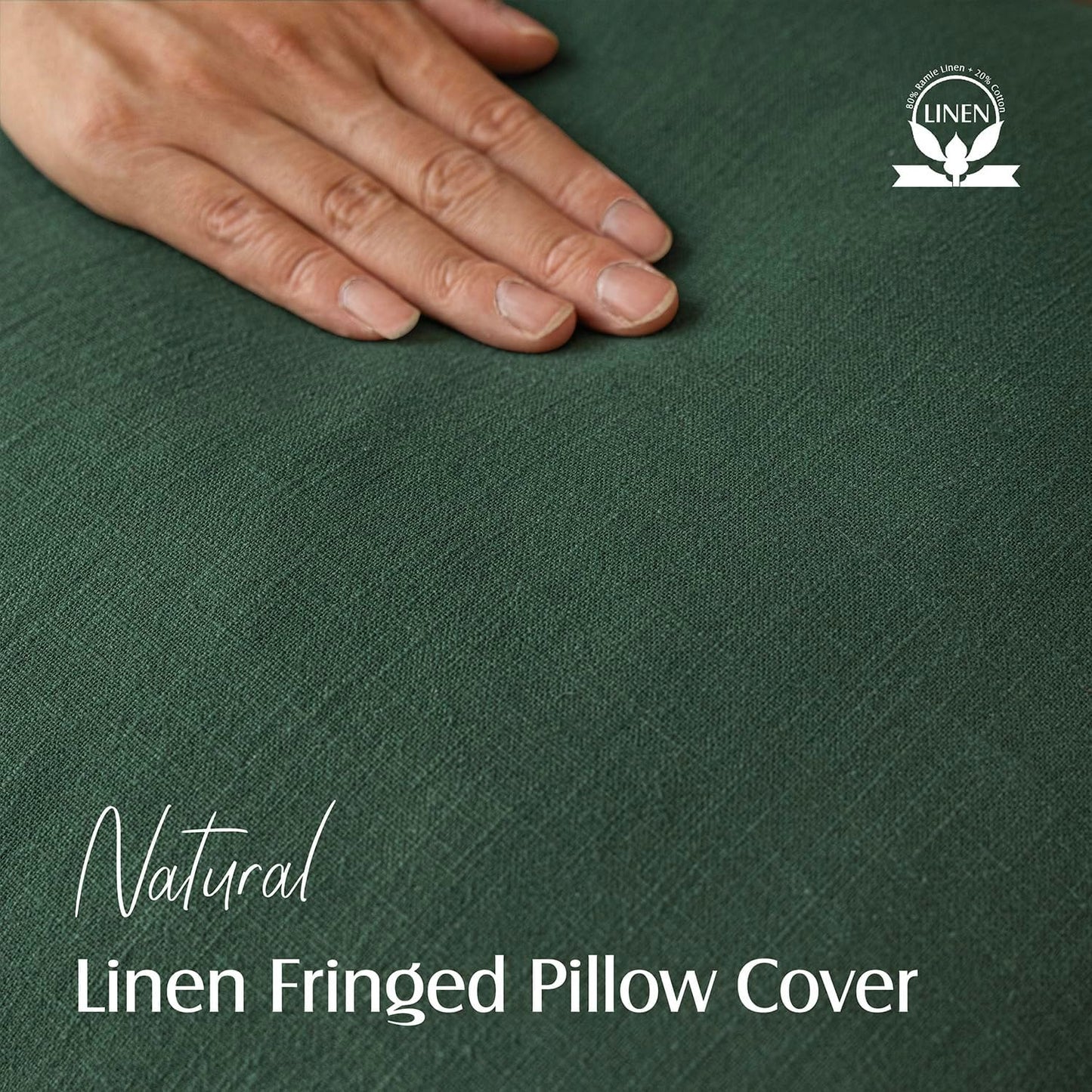 Foindtower Decorative Linen Fringe Lumbar Throw Pillow Covers Cozy Boho Farmhouse Cushion Cover with Tassel Soft Accent Pillowcase for Sofa Bed Living Room Home Decor, 12×20 Inch,1PC,Pine Green