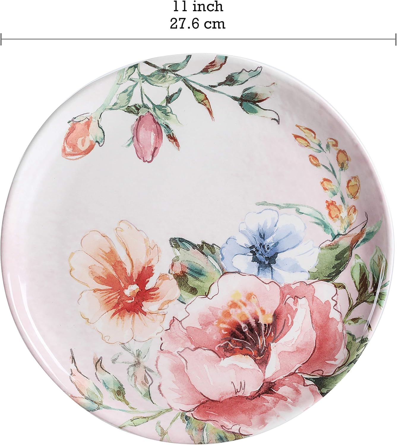 Bico Margret's Garden Dinner Plates Set of 4, 11 Inch Large Ceramic Plates for Pasta, Steak, Stylish Serving Dishes, Microwave and Dishwasher Safe, Gift for Housewarming and Thanksgiving