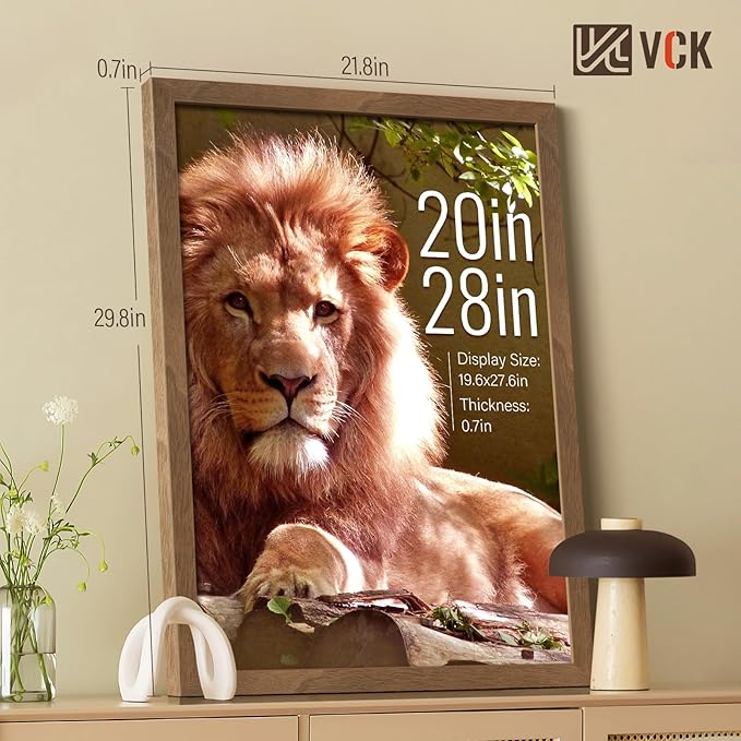 VCK 20x28 Poster Frame 3 Pack - Brown Walnut, Exclusive Natural Wood Grain Solid Wood Picture Frame, Wall Hanging