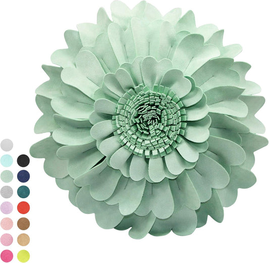 Contempo Lifestyles Flower Pillow – Decorative Pillow 3D Round Throw Pillows for Home Décor – Handmade Sweetheart Flower Pillow for Bed & Couch-Sunflower Pillow - 13 Inch Mint