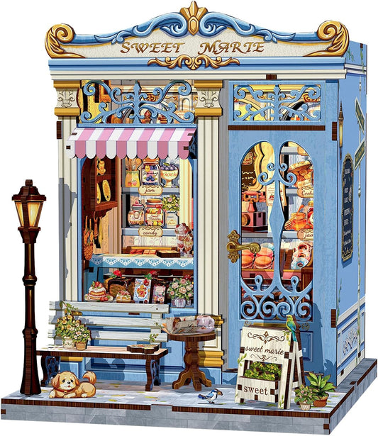 Fsolis Book Nook Kit - DIY Bookshelf Miniature Kit for Adults, 3D Puzzle Booknook Bakery Tiny House Adult Craft Gifts for Women Teenagers Book Lovers (Sweet Marie)