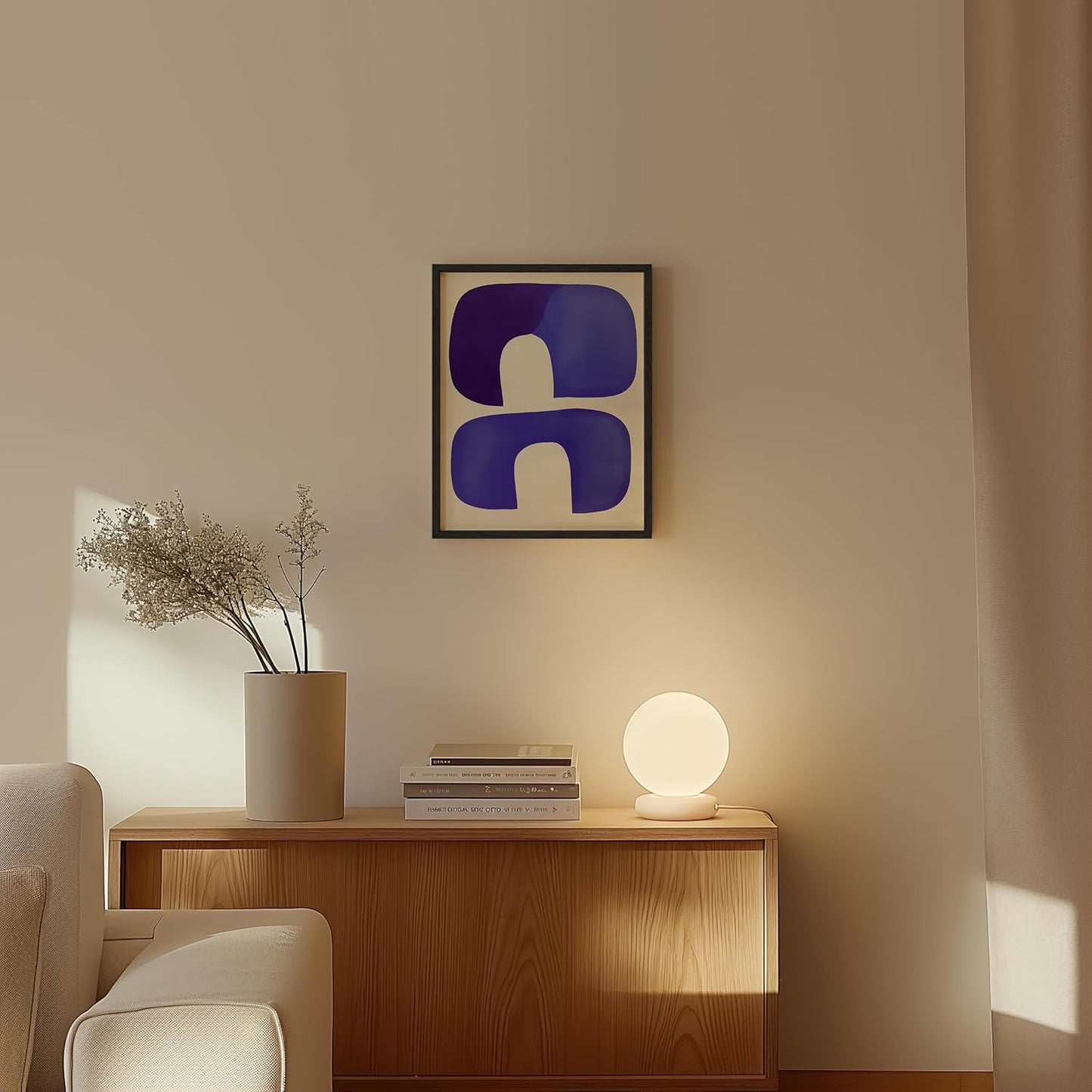 HAUS AND HUES Modern Abstract Wall Art - Blue and Green Living Room Art, Modern Artwork for Walls, Minimalist Picture for Living Room(Blue Tribal Shapes, Unframed, 11x14)