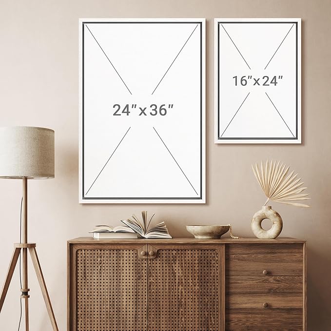 SIGNFORD Framed Canvas Print Wall Art Set Abstract Crane Silhouettes Vintage Dark Tones Illustration Modern Art Decorative Nordic Nature for Living Room, Bedroom, Office - 24"x36"x2 White