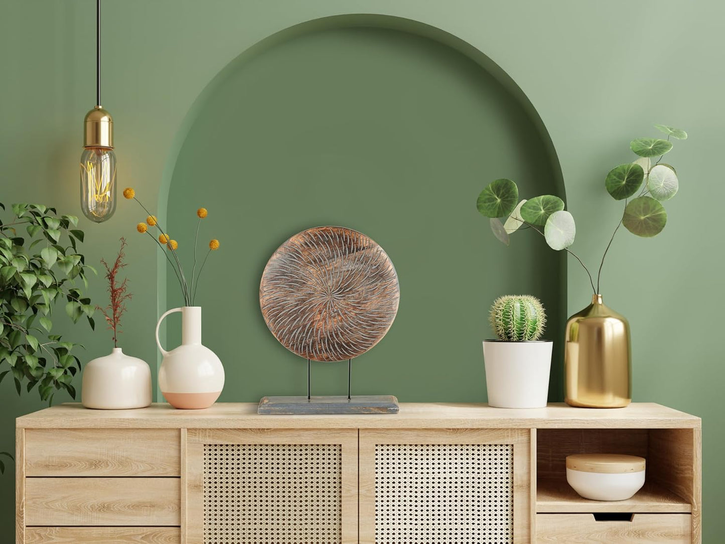 Farmhouse Table Sculpture Home Decor Statue Mandala Carved for Modern Home 10" x 14", Living Room, Fireplace Mantel Shelf, Table and Entryway Decor Stand KHST04