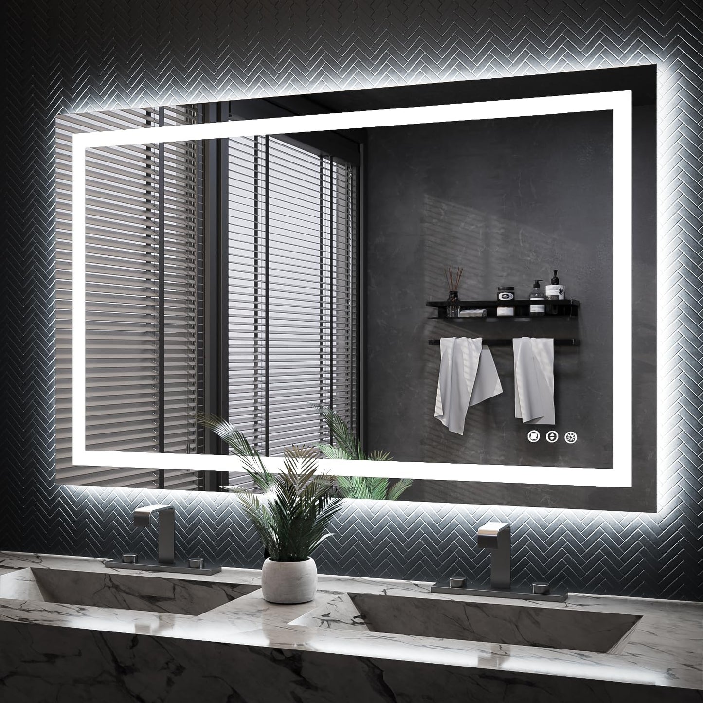 ISKM 48'' x 30'' LED Mirror for Bathroom Lighted Vanity Mirror for Wall Front Lights + Backlit LED Bathroom Mirror Anti-Fog Tempered Glass ETL Listed