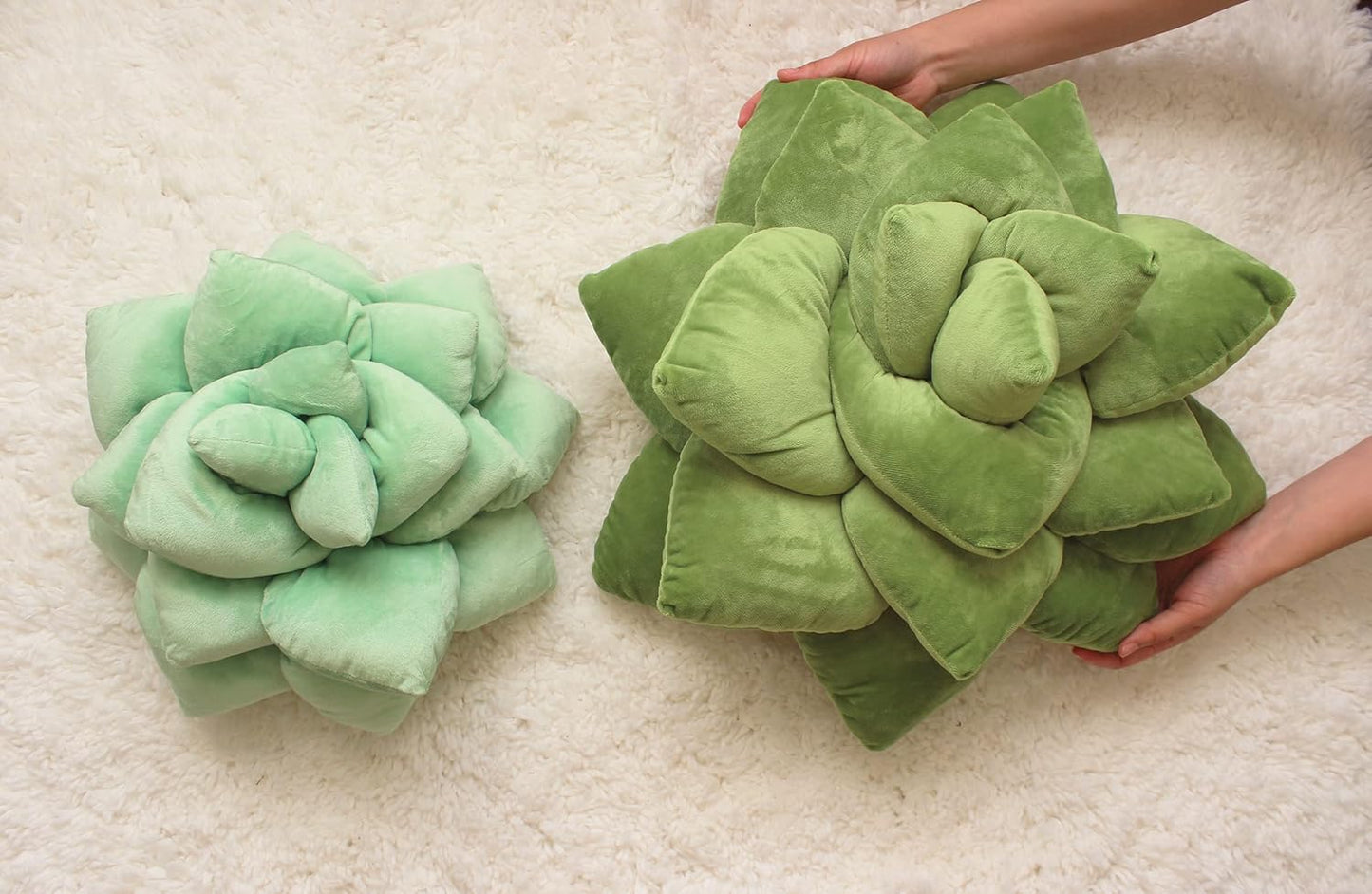 Green Philosophy Co. Succulent® Pillow 20" – Soft 3D Decorative Flower Throw Pillow, Unique Olive Green Plush Flower Cushion, Perfect for Couch, Sofa, Bedroom Decor, Gift for Plant Lovers