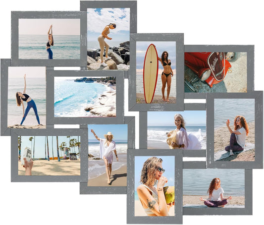 Jerry & Maggie 12 Pack Collage Picture Frame, Photo Frame Wall Decor 4×6 Pictures 12 Opening, Wall Photo Frames for Living Room Decorations, Assembly Required, Ashes