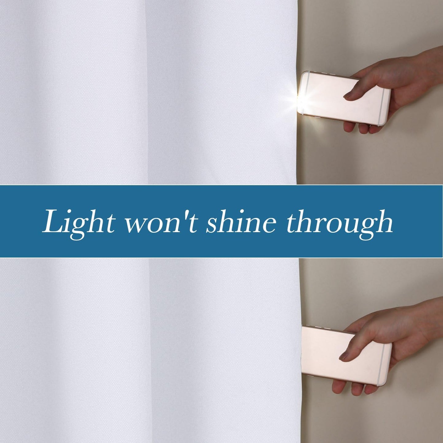 H.VERSAILTEX White Linen Blackout Curtains Durable Thick Textured Linen Look 100% Blackout Patio Door Curtain Anti Rust Grommet Extra Wide Sliding Door Curtain Panel, W100 x L96 inch- Bright White