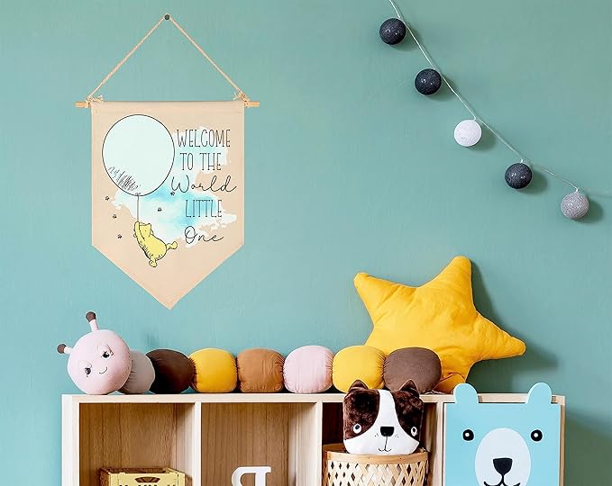 Welcome To The World Little One-Baby Announcement Decor-Congratulations Newborn Gift-Baby Gift Shower-Flag Decor Gift For Baby Boys Girls Newborn-Banner Wall Sign Gifts For Nursery Infant Room