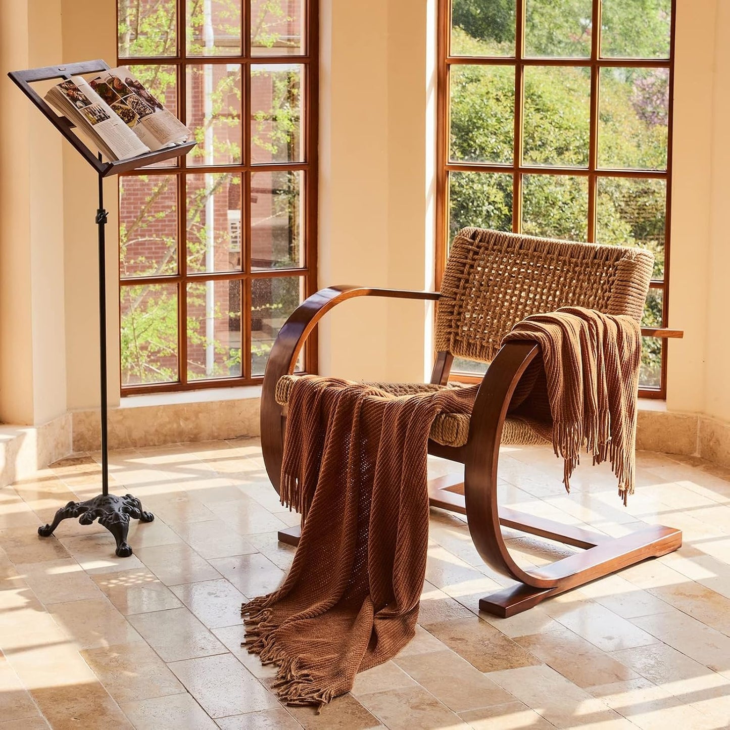 lifein Throw Blanket for Couch, Soft Boho Decor Bed Throw,Cozy Brown Knitted Chenille Small Farmhouse Lightweight Throw (Golden Brown,60 * 80")